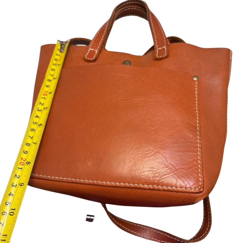 Portland leather brown mini market tote bag - Picture 5 of 12